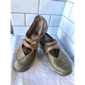 🩰 Romika Strappy Mary Janes Tan Brown Leather‎ Size 37 Stitched Details